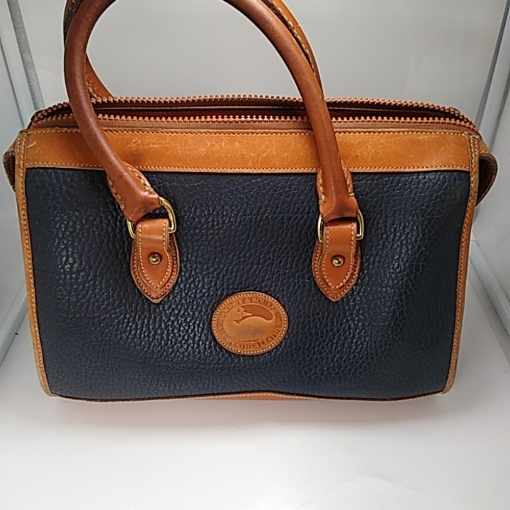 Dooney & Bourke Navy Leather Handbag With Certificate of Authority